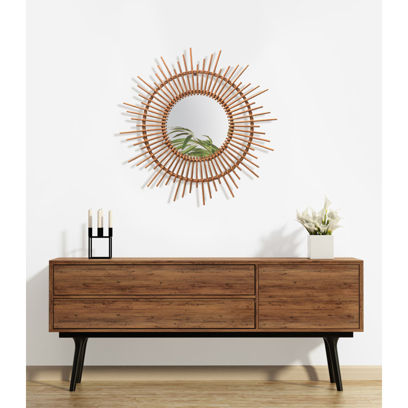 Bayou Breeze Preas Sunburst Rattan Wall Mirror Wayfair